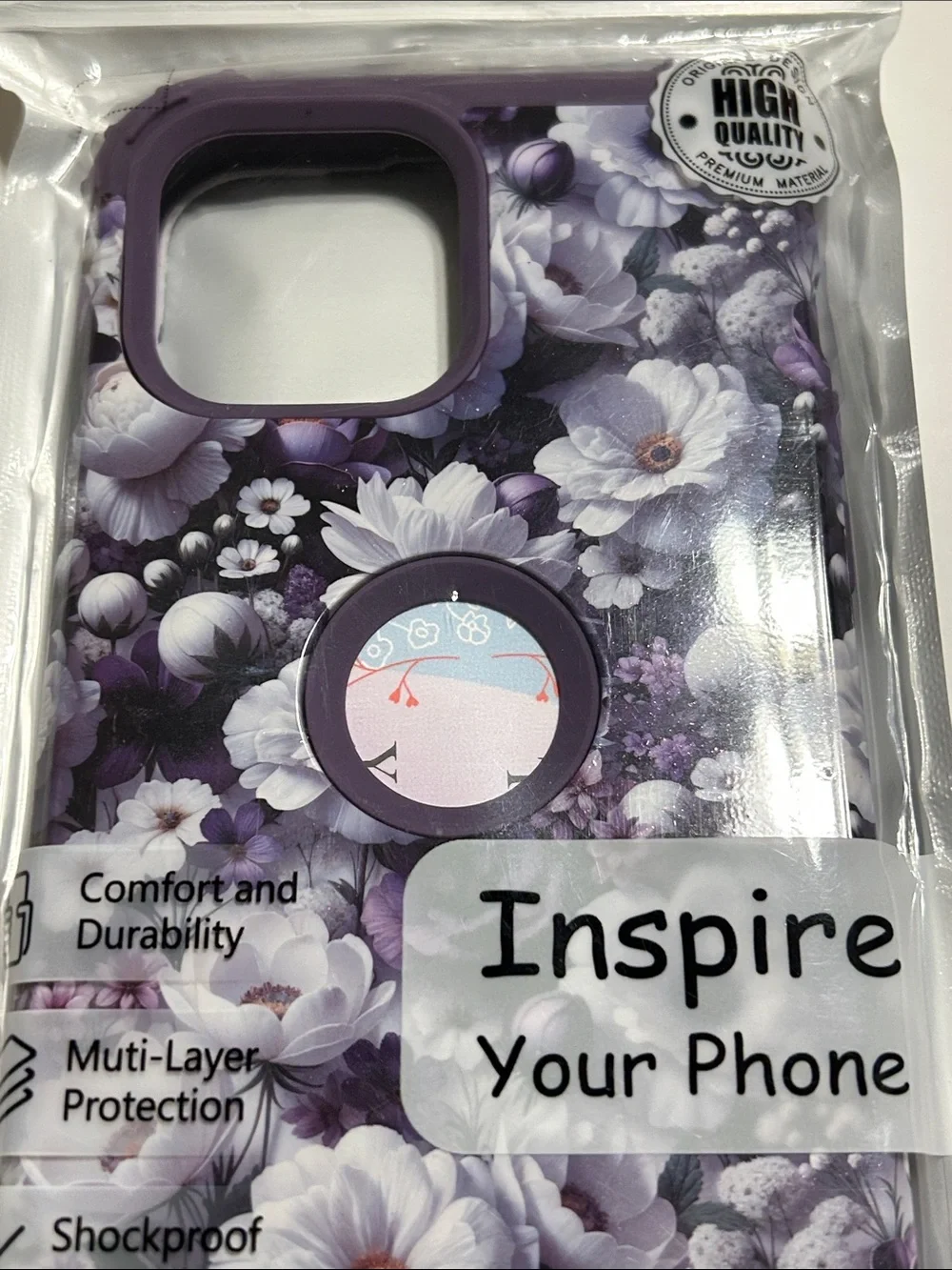 Floral Heavy Duty Phone Case for iPhone 13 Pro Max - Purple Floral shockproof